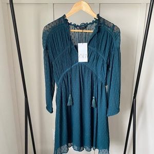 Sheer Mini Peasant Dress XS - Zara
